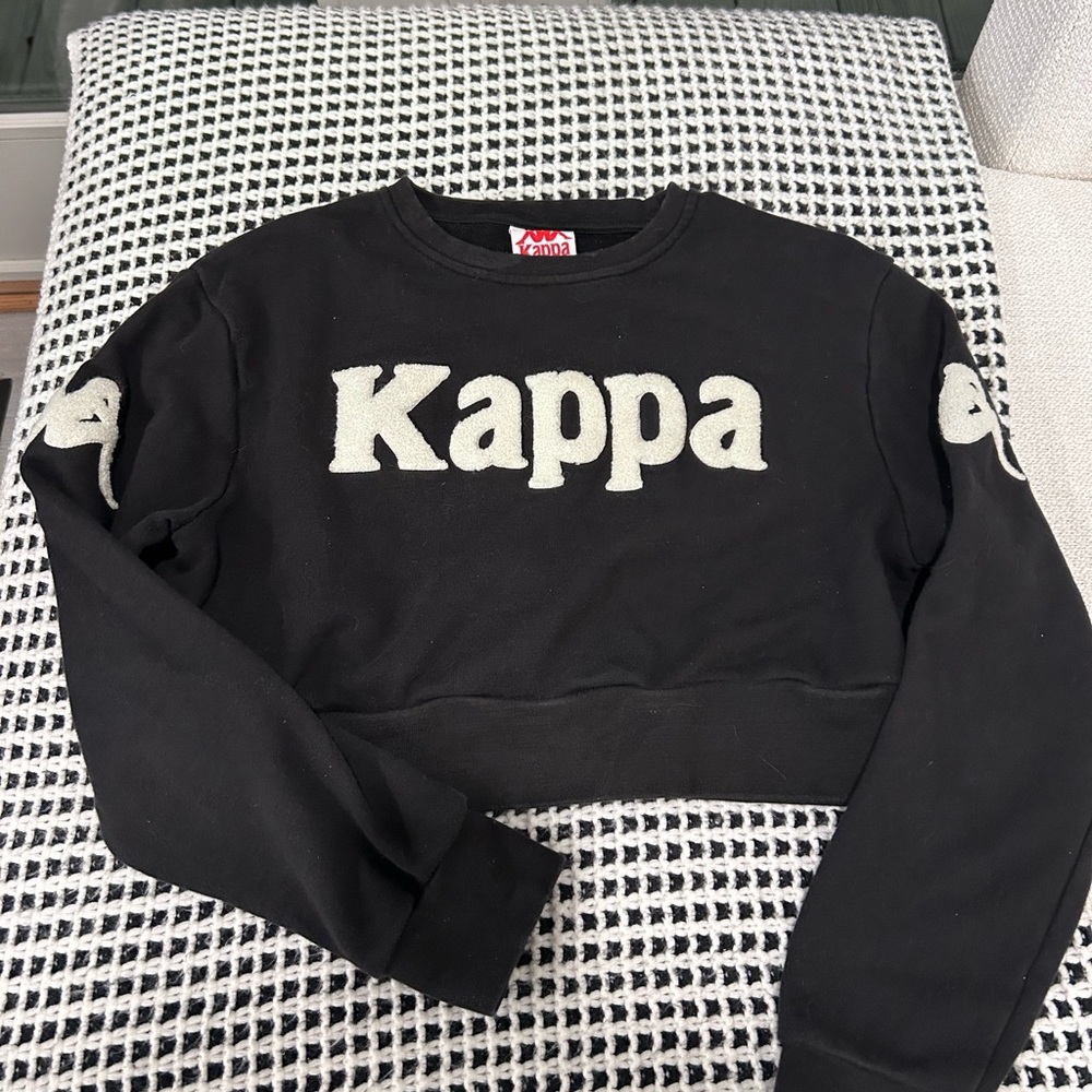 Kappa Black and White Logo Cropped Top